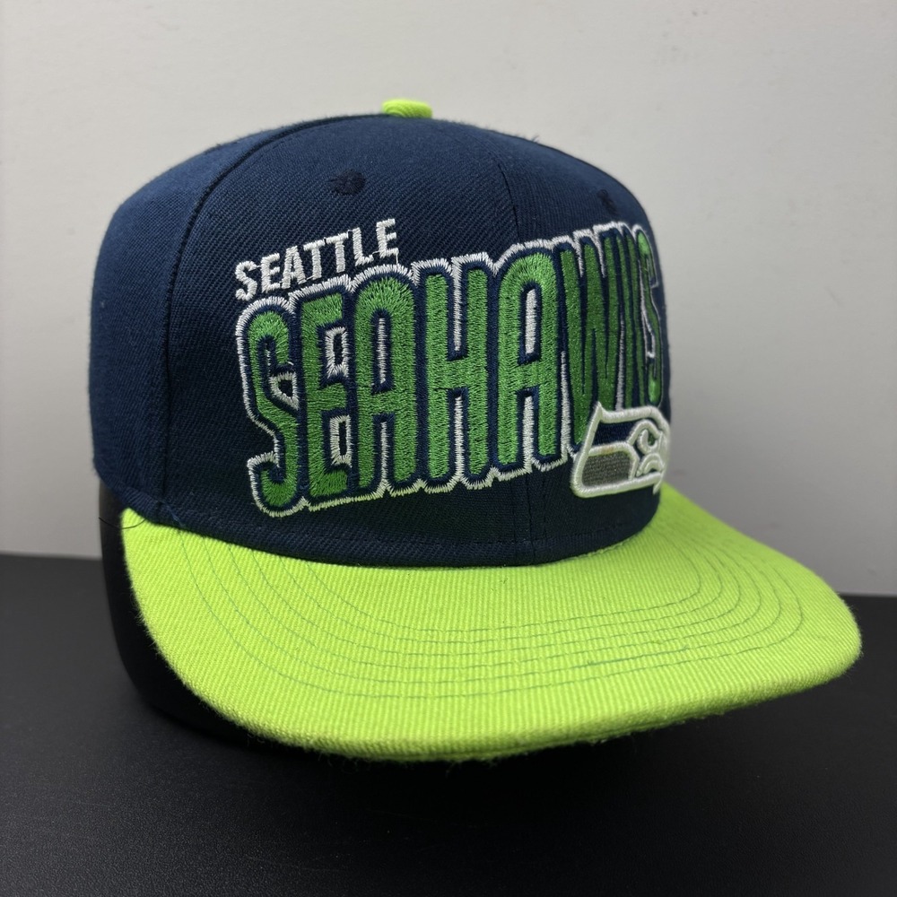 New Era Seattle Seahawks Snapback Hat Navy Green Flat Bill Adjustable NFL Cap